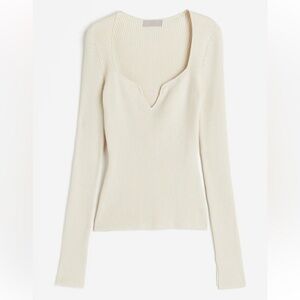 H&M Rib-Knit Sweetheart-Neckline Top